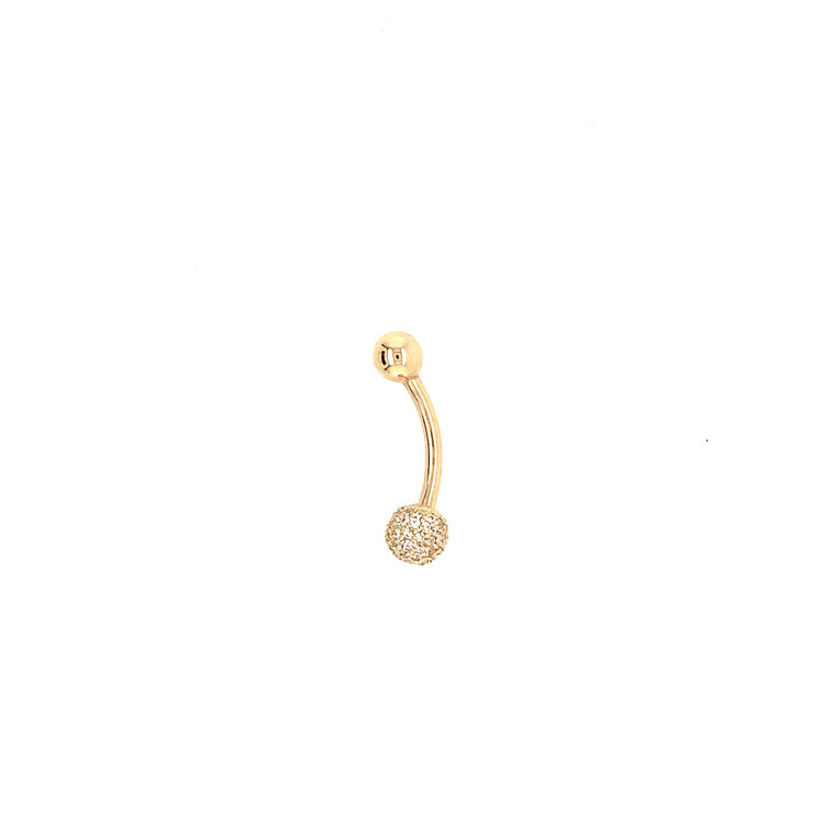 31201 14K YELLOW GOLD CUBIC ZIRCONIA BALL BELLY RING