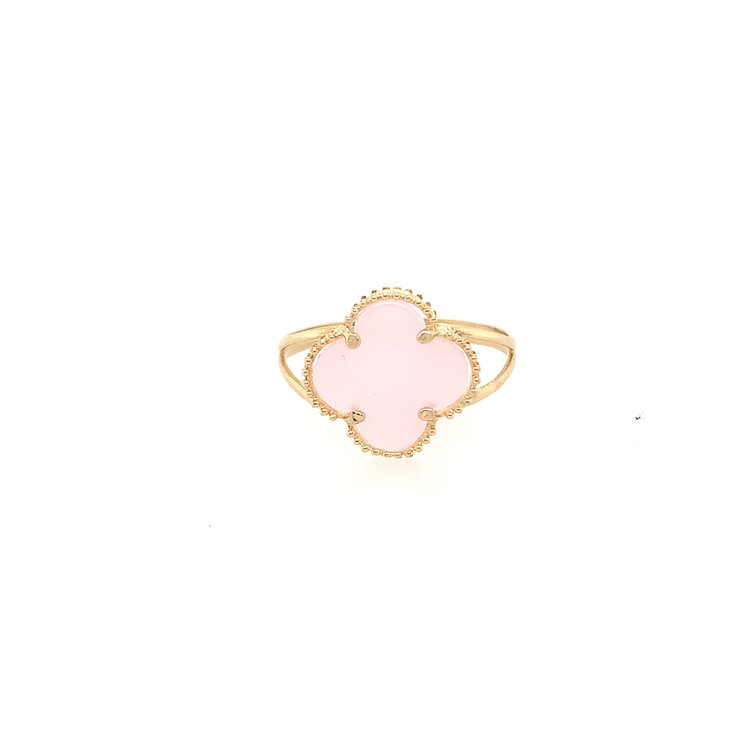 40375 14K YELLOW GOLD LARGE PINK CLOVER RING