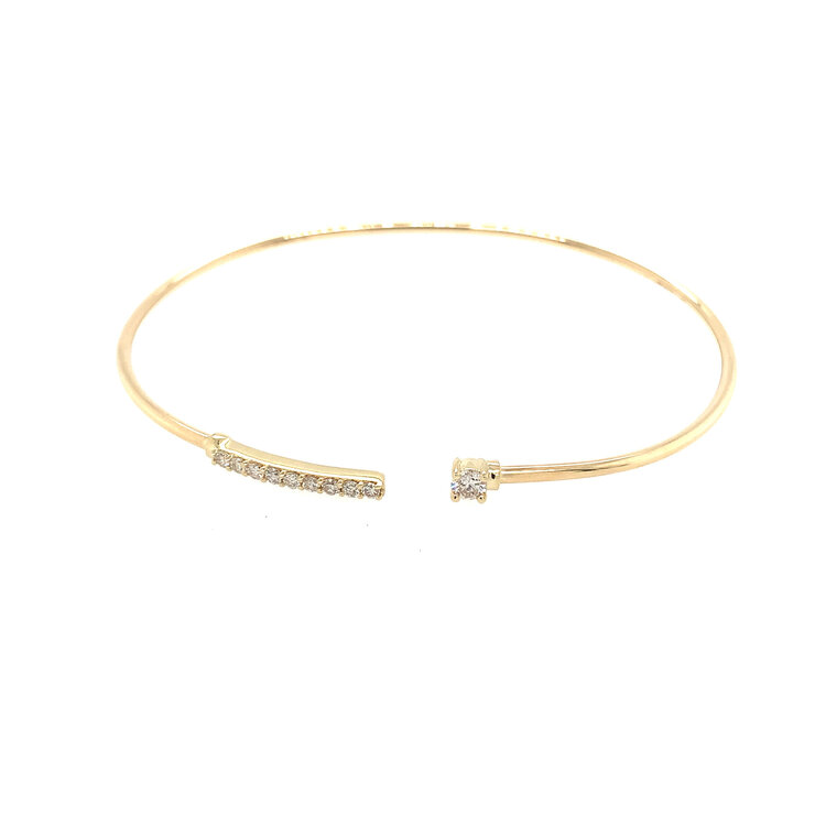 20321 14K YELLOW GOLD .25TCW DIAMOND BAR BANGLE BRACELET