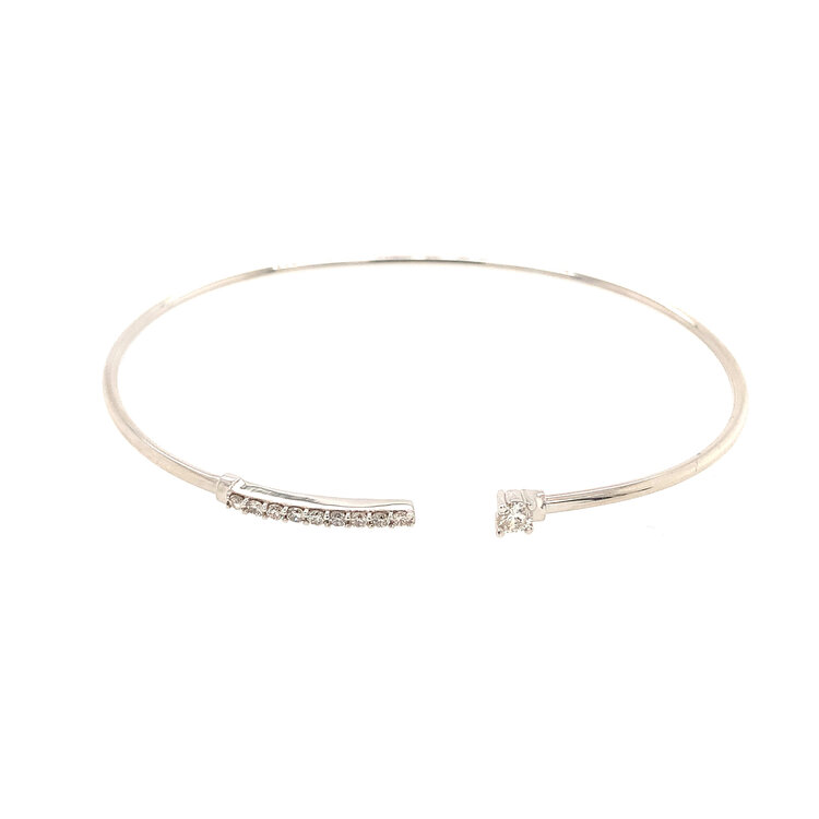 20322 14K WHITE GOLD .25TCW DIAMOND BAR BANGLE BRACELET