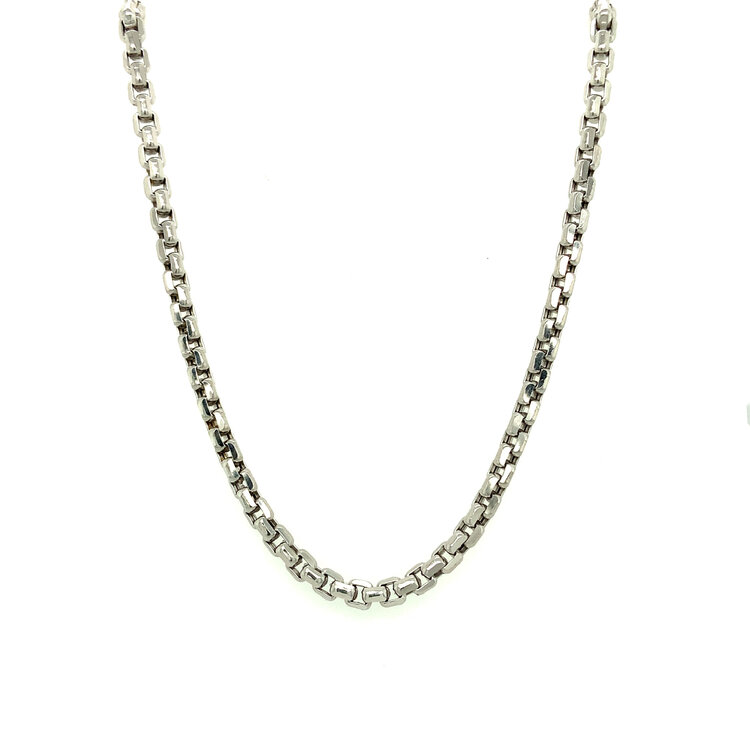 50086 14K WHITE GOLD 25 “ ROUNDED BOX LINK CHAIN