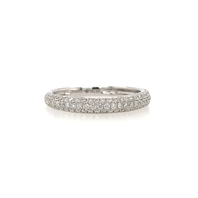 475323 18K WHITE GOLD .49TCW 3 ROW DIAMOND PAVE SET BAND