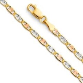 20329 14K TRI-COLOR 7" VALENTINO LINK BRACELET