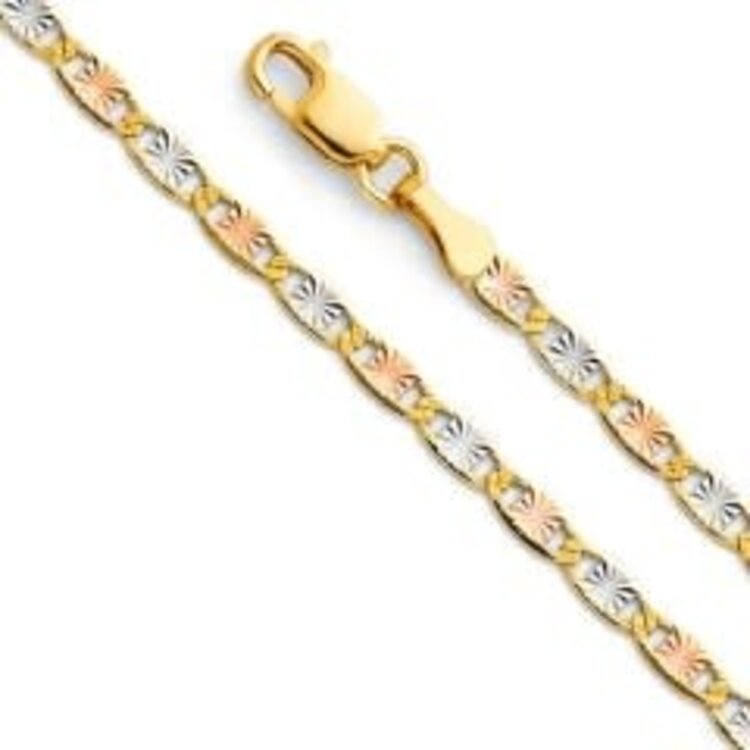 20329 14K TRI-COLOR 7" VALENTINO LINK BRACELET