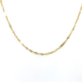 50392 14K YELLOW GOLD 16" MIRROR BAR WITH SINGAPORE LINK CHAIN