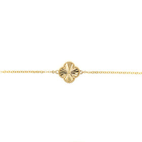 20330 14K YELLOW GOLD 14MM SINGLE STARBUST CLOVER BRACELET 7.5"+ 1"