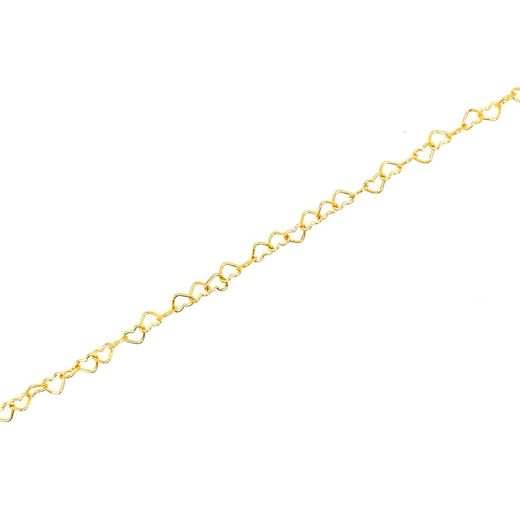 20333 14K YELLOW GOLD AMORE HEART LINK ANKLET BRACELET 10''