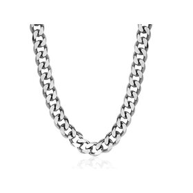 SN30 ITALGEM STAINLESS STEEL MATE CENTER HIGH POLISH EDGES 11MM CURB LINK CHAIN 22'' + 2''