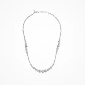 80726 STERLING SILVER CHECKERBOARD CUT BEADED GRADUATING STYLE NECKLACE 18’’