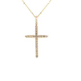 70470 14K YELLOW GOLD .46TCW DIAMOND THIN COMMON PRONG CROSS SET 1.5''