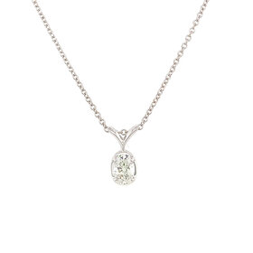 70472 14K WHITE GOLD .50CT  H VS1 OVAL DIAMOND SOLITAIRE WITH RABBIT EAR SETTING