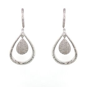 80069 STERLING SILVER .40TCW DIAMOND DOUBLE DROP HANGING EARRINGS