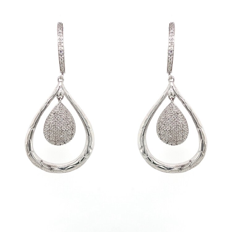 80069 STERLING SILVER .40TCW DIAMOND DOUBLE DROP HANGING EARRINGS