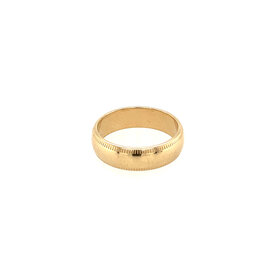 475366 14K YELLOW GOLD HIGH POLISH 5MM CUT DESIGN EDGES WEDDING BAND