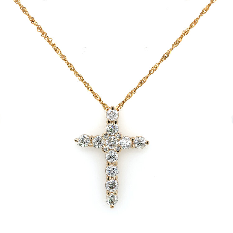 77334 14K YELLOW GOLD 4.71CT  H SI1-I1  DIAMOND COMMON PRONG CROSS