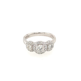 475368 18K WHITE GOLD .66TCW PPF DIAMOND .27TCW HALO ENGAGEMENT RING