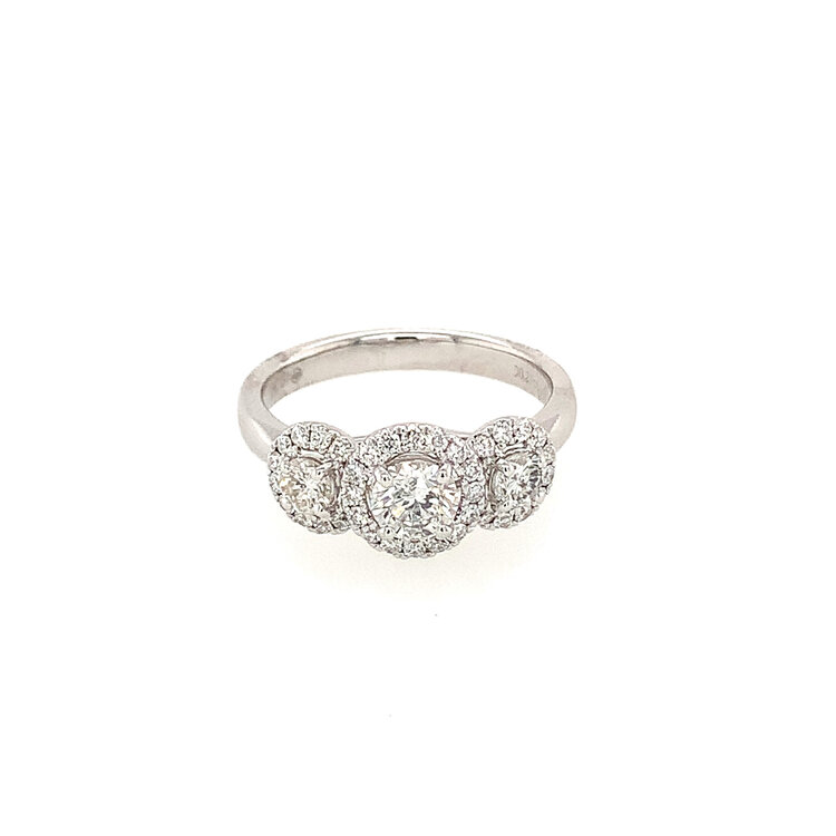 475368 18K WHITE GOLD .66TCW PPF DIAMOND .27TCW HALO ENGAGEMENT RING