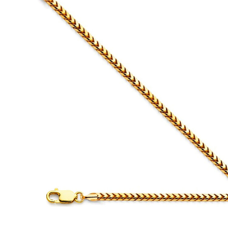 50412 14K YELLOW GOLD 20" THIN ROUNDED FRANCO LINK CHAIN