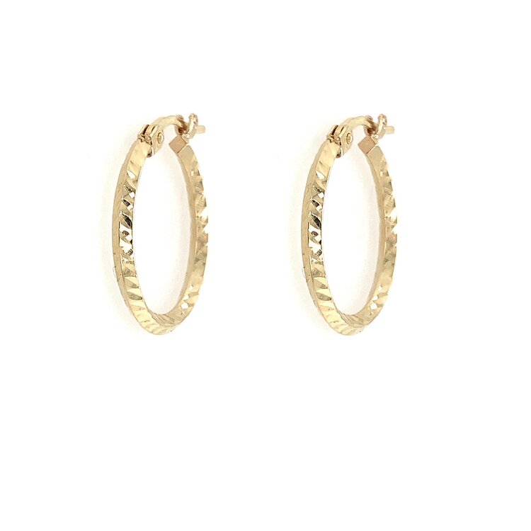 31259 14K YELLOW GOLD 18.65MM DIAMOND CUT KNIFE EDGE CENTER HOOPS