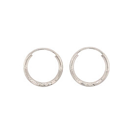 31256 14K WHITE GOLD DIAMOND CUT AND SATIN FINISH ENDLESS HOOPS 14MM