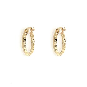 31257 14K YELLOW GOLD SMALL DIAMOND CUT KNIFE EDGE HOOPS