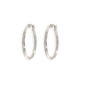 31263 14K WHITE GOLD 23MM DIAMOND CUT KNIFE EDGE CENTER HOOPS