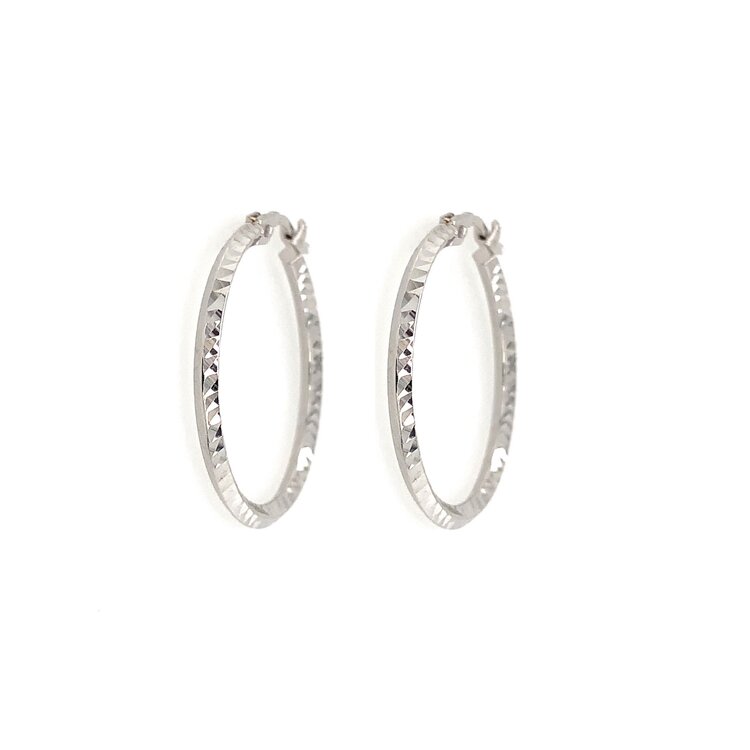 31263 14K WHITE GOLD 23MM DIAMOND CUT KNIFE EDGE CENTER HOOPS
