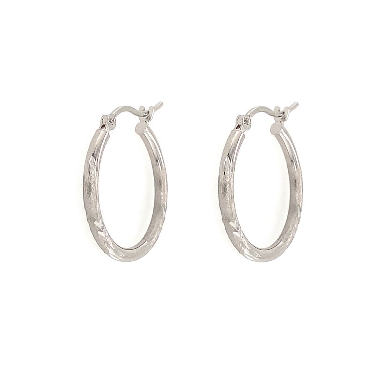 31262 14K WHITE GOLD 19MM SATIN FINISH LEAF DESIGN HOOPS