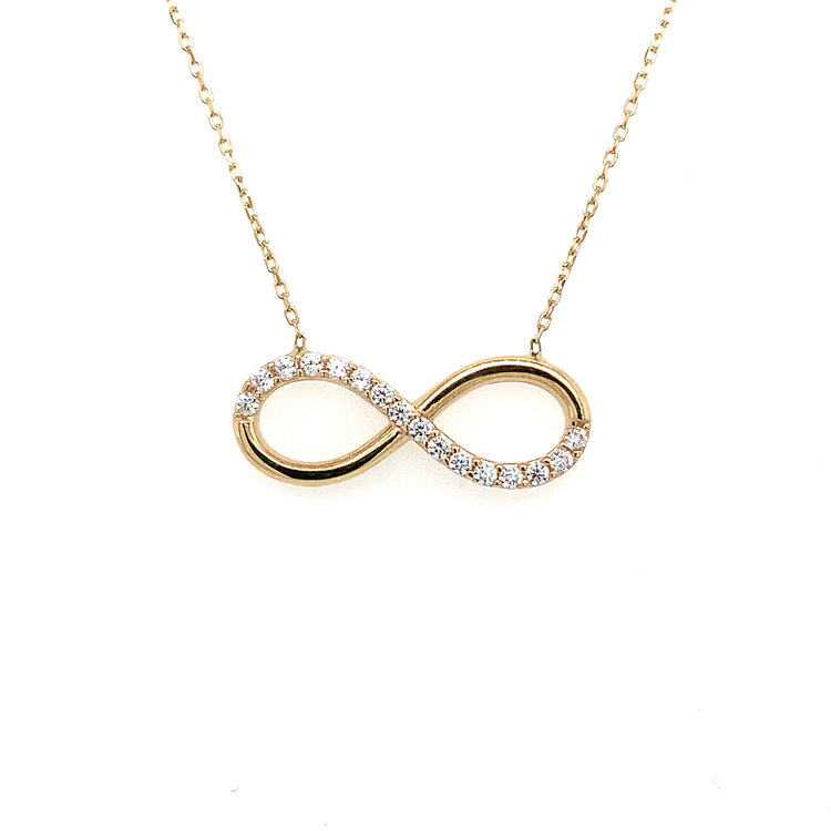 70488 14K YELLOW GOLD CUBIC ZIRCONIA INFINITY NECKLACE