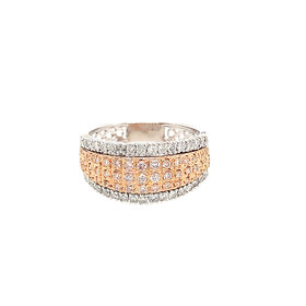 40386 18K TWO TONE DIAMOND DOMB RING WITH WHITE AND PINK DIAMONDS .75CTS