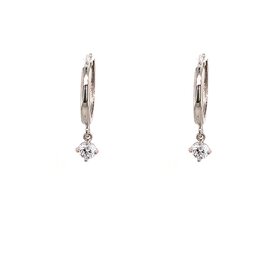31271 14K WHITE GOLD HANGING CUBIC ZIRCONIA HUGGIES
