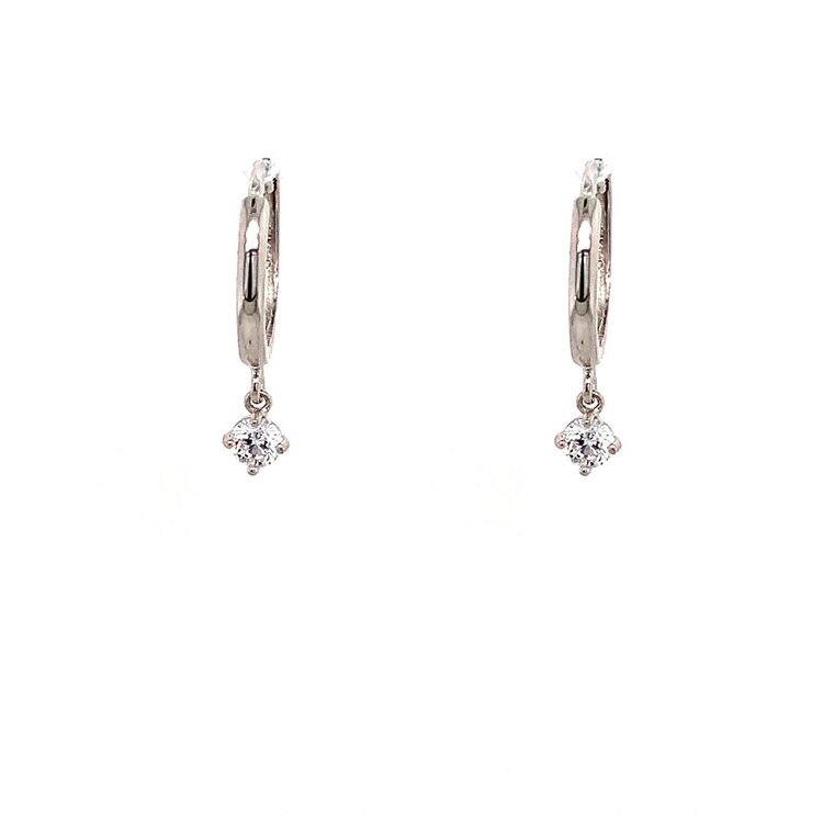 31271 14K WHITE GOLD HANGING CUBIC ZIRCONIA HUGGIES