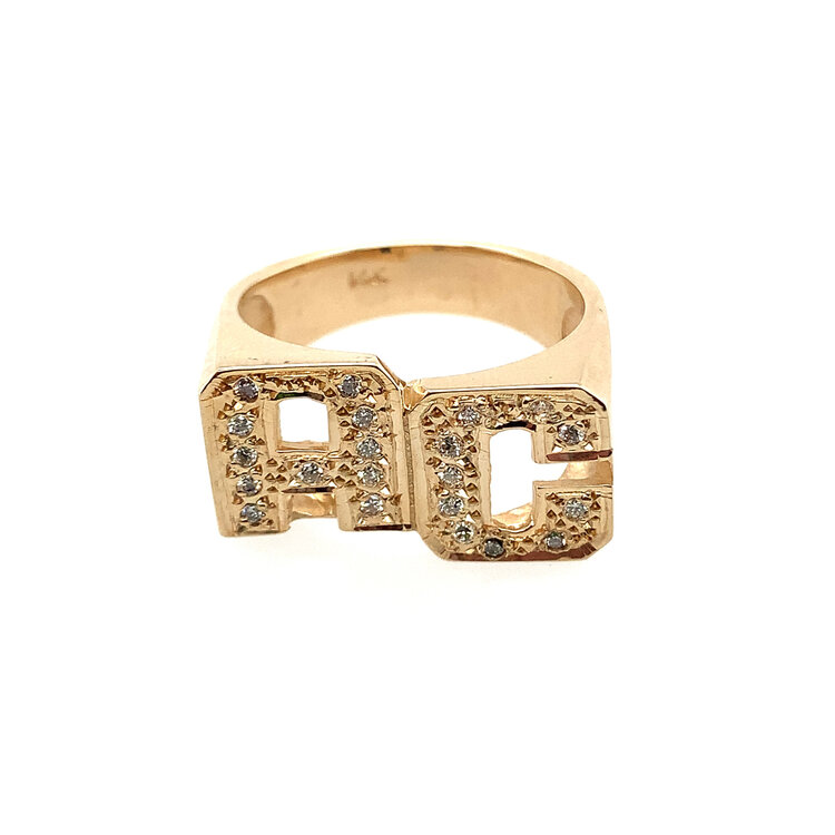 45063 14K YELLOW GOLD .20TCW DIAMOND AC INITIAL RING