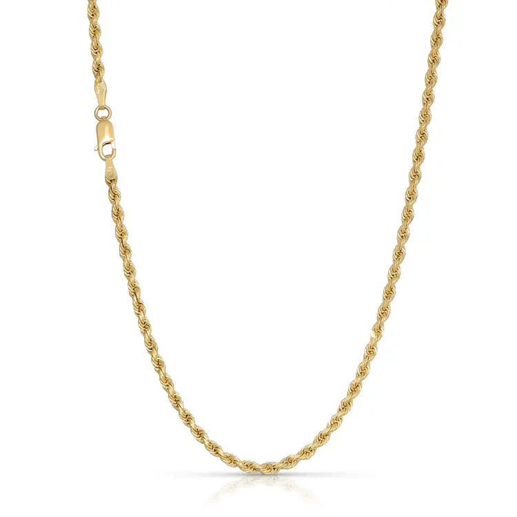 50405 14K YELLOW GOLD 16'' DIAMOND CUT ROPE CHAIN 1.94MM