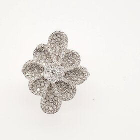 40387 18K WHITE GOLD 1.75CT DIAMOND PAVE FLORAL  SWIRL RING