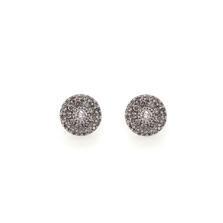31277 14K WHITE GOLD .50CT DIAMOND ROUND HALO DESIGN STUDS