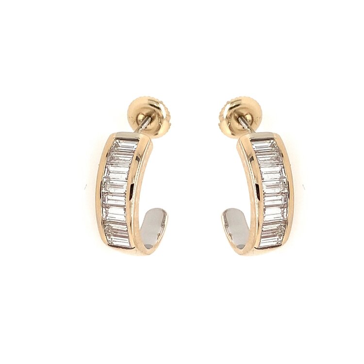 31288 14K YELLOW GOLD 1CT BAGUETTE DIAMOND (H/SI1) HOOK STUDS