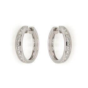 31285 14K WHITE GOLD 1.20CT CHANNEL SET (F/SI1) DIAMOND HOOPS