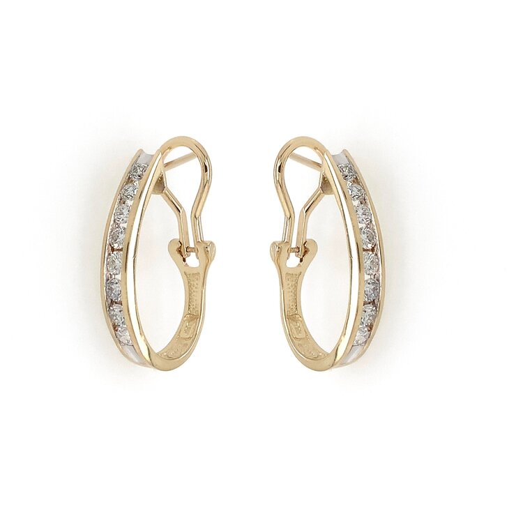 31286 14K YELLOW GOLD 1CT DIAMOND CHANNEL SET OBLONG OMEGABACKS