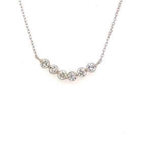 60186 14K WHITE GOLD .50CT DIAMOND (6-STONE) CURVED BEZEL NECKLACE