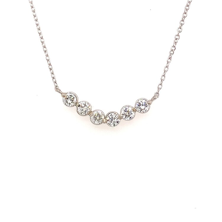 60186 14K WHITE GOLD .50CT DIAMOND (6-STONE) CURVED BEZEL NECKLACE