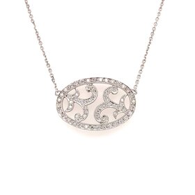 70506 18K WHITE GOLD .75CT DIAMOND OVAL FANCY SCROLL PENDANT