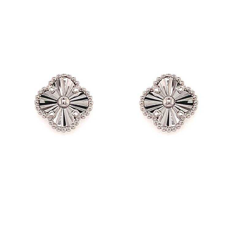 31307 14K WHITE GOLD 12.2MM STARBURST CLOVER STUDS