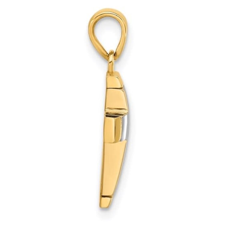 77341 14K TWO TONE GOLD HIGH POLISH CONVEX CROSS .75''