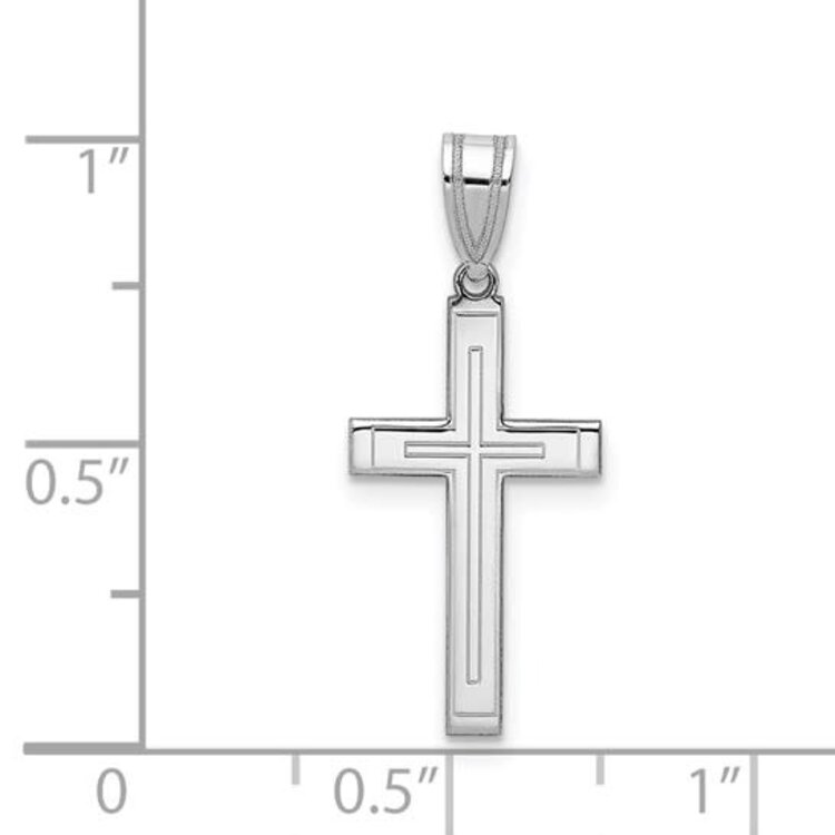 77344 14K WHITE GOLD HIGH POLISH OUTLINED CROSS