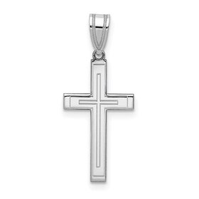 77344 14K WHITE GOLD HIGH POLISH OUTLINED CROSS