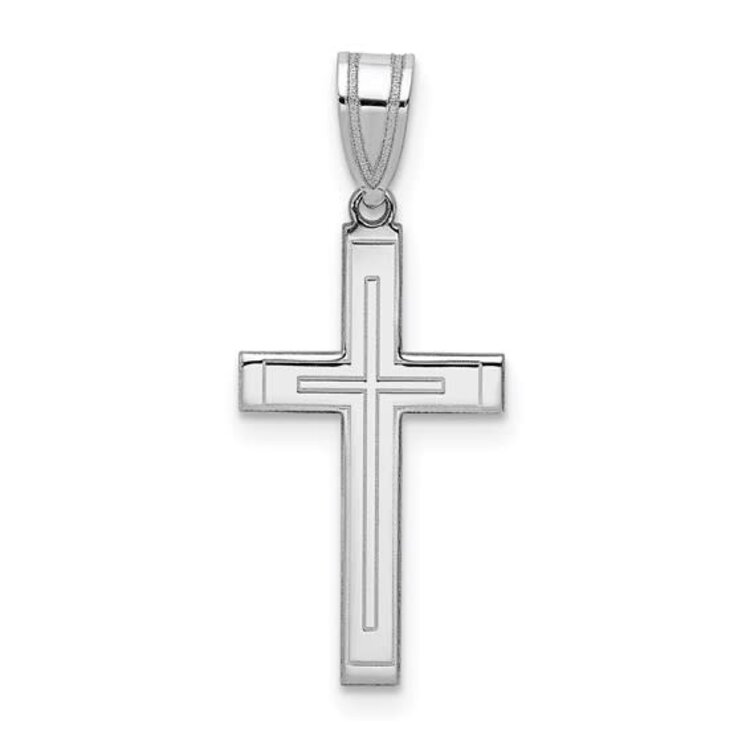 77344 14K WHITE GOLD HIGH POLISH OUTLINED CROSS