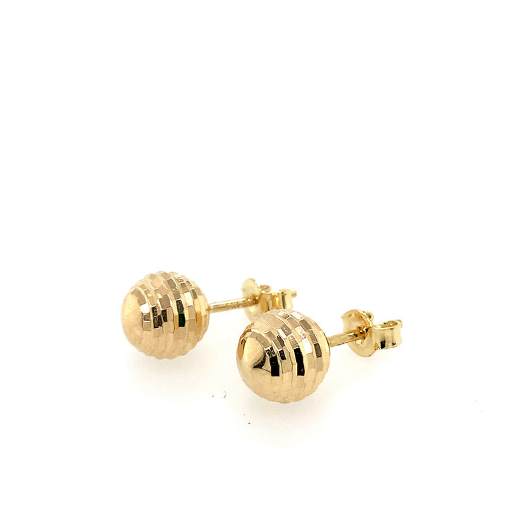 31313 14K YELLOW GOLD DIAMOND CUT MULTI STRIPE 7.5MM BALL STUDS