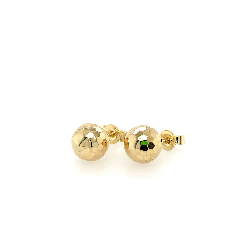 31315 14K YELLOW GOLD DIAMOND OCTAGON SHAPED CUT 7.5MM BALL STUDS