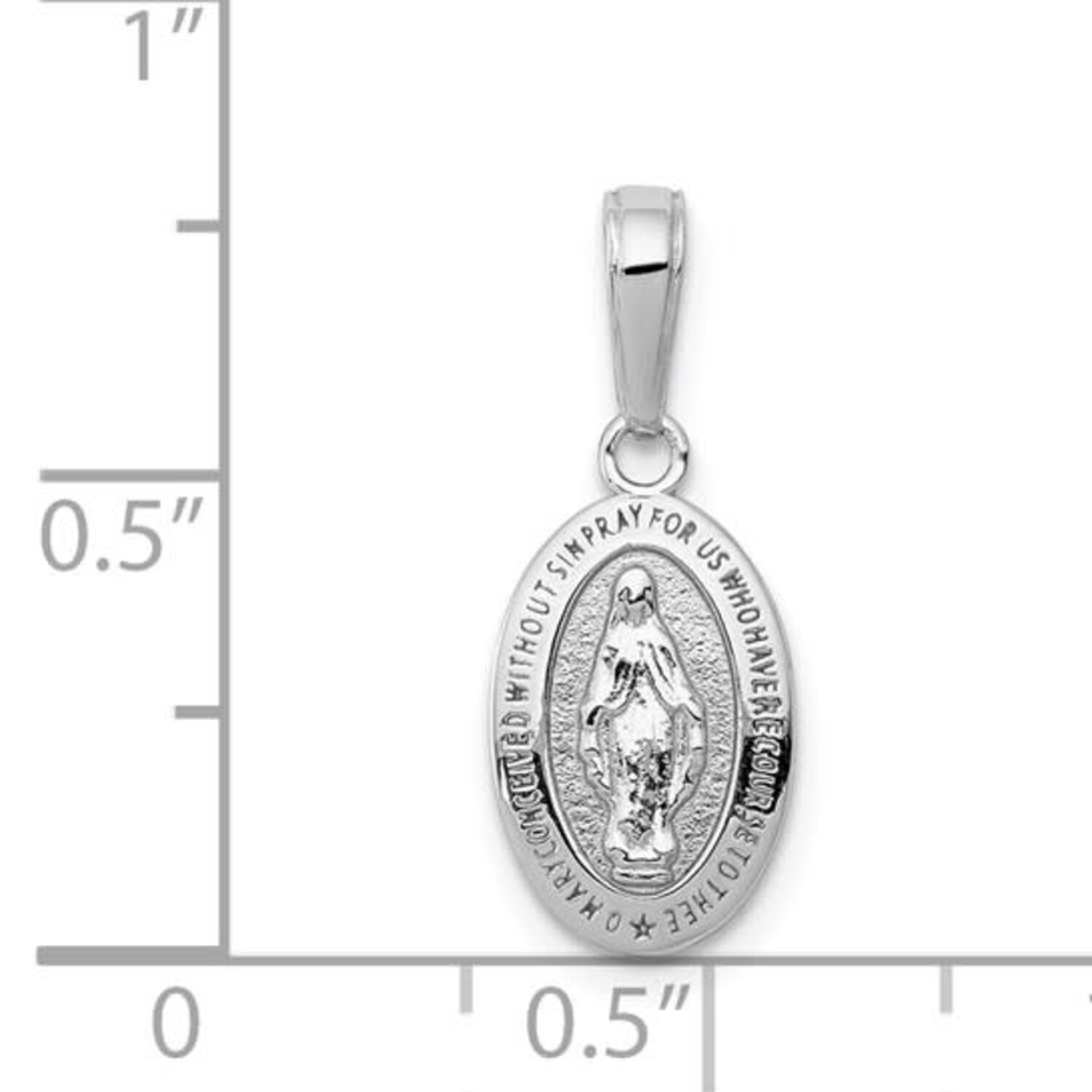 77349 14K WHITE GOLD MIRACULOUS OVAL MEDAL 21MM Gemelli Jewelers